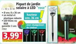 Norma I-glow Piquet de jardin solaire à LED rose offre
