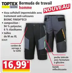 Norma Toptex Bermuda de travail PRO homme offre