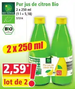 Norma Bio Sonne Pur jus de citron Bio offre