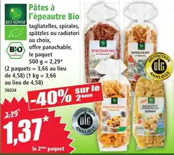 Norma Bio Sonne Pâtes à l'épeautre Bio offre