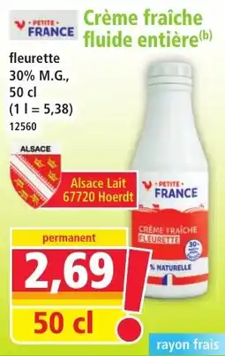 Norma Alsace France Crème fraîche fluide entière offre