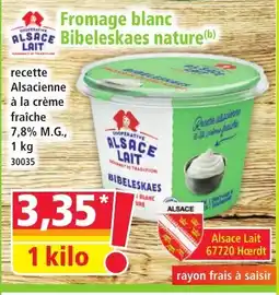 Norma Alsace Lait Fromage blanc Bibeleskaes nature offre