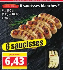 Norma 6 saucisses blanches offre