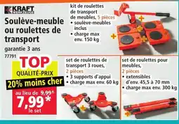 Norma Kraft Soulève-meuble ou roulettes de transport offre