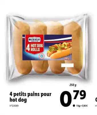 Lidl 4 petits pains pour hot dog offre
