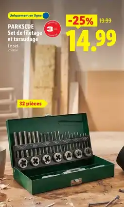 Lidl PARKSIDE Set de filetage et taraudage offre