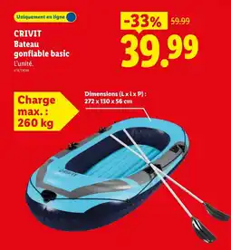 Lidl CRIVIT Bateau gonflable basic offre