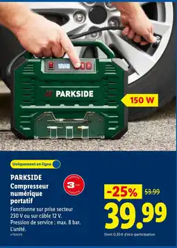 Lidl PARKSIDE Compresseur numérique portatif offre