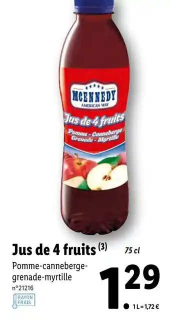 Lidl Jus de 4 fruits offre