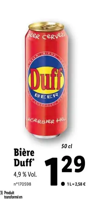 Lidl Bière Duff offre