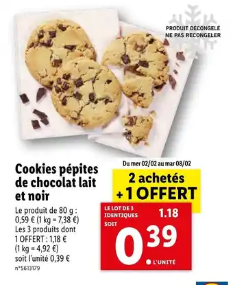 Lidl Cookies pépites de chocolat lait et noir offre