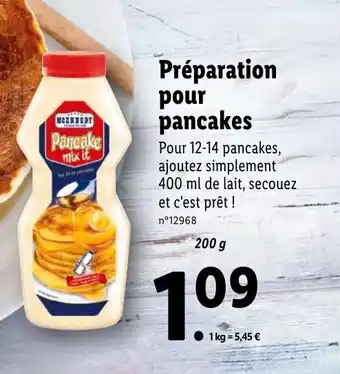 Lidl Préparation pour pancakes offre