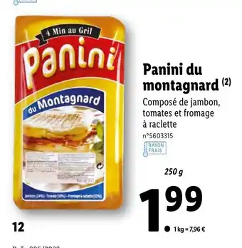 Lidl Panini du montagnard offre