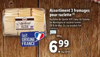 Lidl Assortiment 3 fromages pour raclette offre