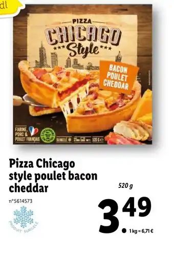 Lidl Pizza Chicago style poulet bacon cheddar offre