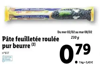 Lidl Pate feuilletee roulees pur beurre offre