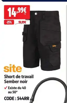 Screwfix Site short de travail sember noir offre