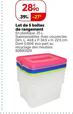 Weldom Lot de 5 boîtes de rangement offre