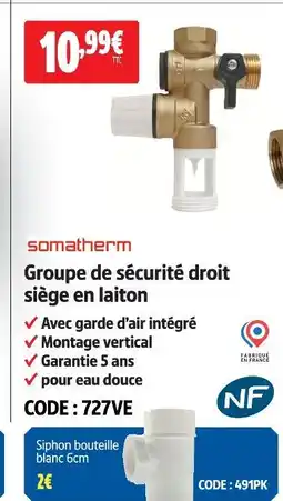 Screwfix Domatherm groupe de sécurité droit siège en laiton offre