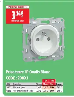 Screwfix Prise terre 1p ovalis blanc offre