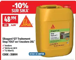 Screwfix Sika sikagard 127 traitement stop tout en 1 incolore 20l offre