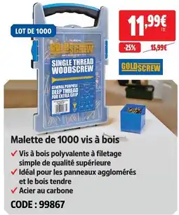 Screwfix Goldscrew malette de 1000 vis à bois offre