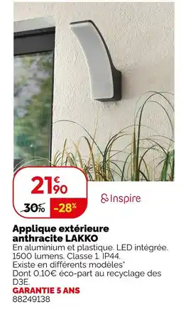 Weldom Inspire applique extérieure anthracite lakko offre