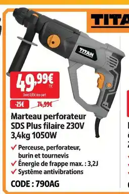 Screwfix Titan marteau perforateur sds plus filaire 230v 3,4kg 1050w offre