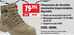Screwfix Dewalt chaussures de sécurité montantes imperméables reynolds offre
