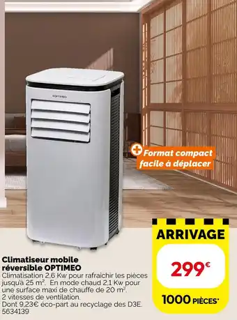 Optimeo climatiseur mobile réversible