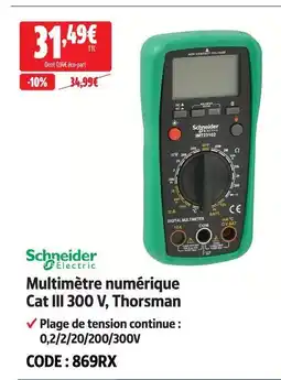 Screwfix Schneider electric multimètre numérique cat iii 300 v, thorsman offre