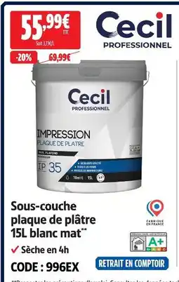 Screwfix Cecil professionnel sous-couche plaque de plâtre 15l blanc mat offre