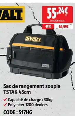 Screwfix Dewalt sac de rangement souple tstak 45cm offre