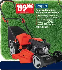 Screwfix Scheppach tondeuse thermique autotractée 150cm³ ms161 offre