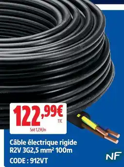 Screwfix Câble électrique rigide r2v 3g2,5 mm² 100m offre