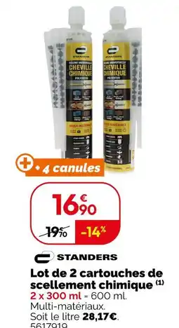 Weldom Standers lot de 2 cartouches de scellement chimique offre