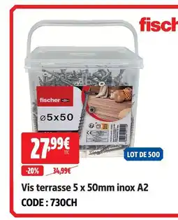 Screwfix Fischer vis terrasse 5 x 50mm inox a2 offre