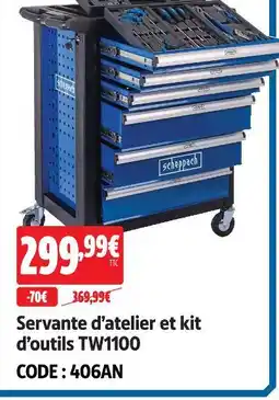 Screwfix Scheppach servante d'atelier et kit d'outils tw1100 offre
