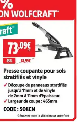 Screwfix Wolfcraft presse coupante pour sols stratifiés et vinyle offre