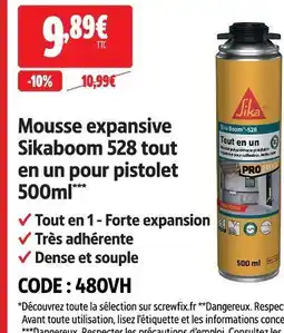 Screwfix Sika boom mousse expansive offre