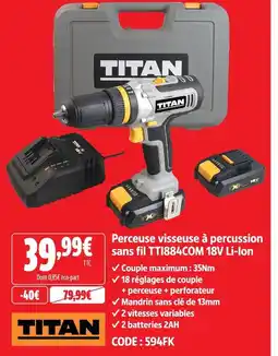 Screwfix Titan perceuse visseuse à percussion sans fil tti884com 18v li-ion offre