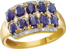 Auchan Bague or 750 millièmes rhodié, saphirs et diamants 0,02 carat offre