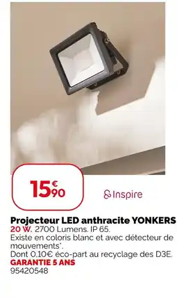 Weldom Inspire projecteur led anthracite yonkers offre