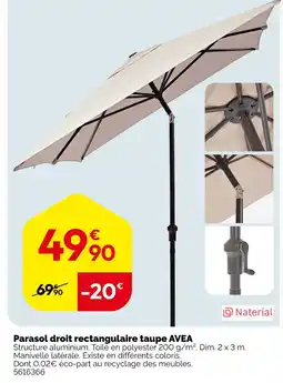 Weldom Naterial parasol droit rectangulaire taupe avea offre