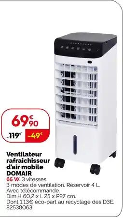 Weldom Domair ventilateur rafraichisseur d'air mobile offre