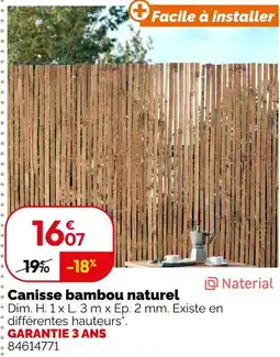 Weldom Canisse bambou naturel offre