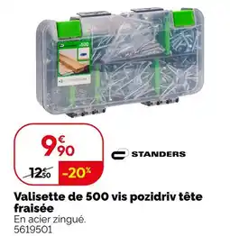 Weldom Standers valisette de 500 vis pozidriv tête fraisée offre