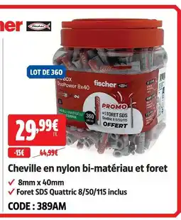 Screwfix Fischer cheville en nylon bi-matériau et foret offre
