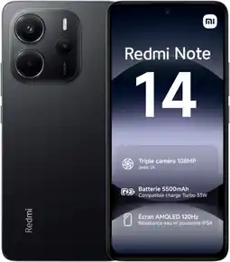 Auchan Xiaomi smartphone xiaomi red note 14 4g 8g/256go noir offre