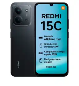 Auchan Xiaomi smartphone xiaomi redmi 15c 4/128go noir offre
